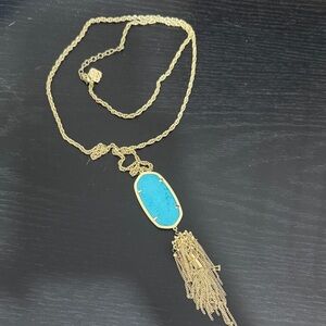Gold Tassel Necklace with Turquoise Stone Pendant - KENDRA SCOTT